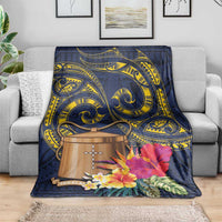 Tokelau Tokehega Day Blanket Coat of Arms with Polynesian Tattoo and Hibiscus