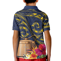 Tokelau Tokehega Day Kid Polo Shirt Coat of Arms with Polynesian Tattoo and Hibiscus