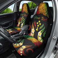 Personalised Kosrae Liberation Day Car Seat Cover Polynesian Tattoo and Plumeria Reggae Color