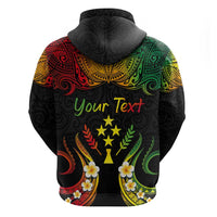 Personalised Kosrae Liberation Day Hoodie Polynesian Tattoo and Plumeria Reggae Color
