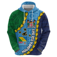 Malampa Fiji Day Zip Hoodie National Symbols with Tapa Tribal and Polynesian Tattoo