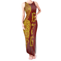 Tonga 676 Ngatu Tribal Tattoo Tank Maxi Dress