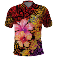 Hawaiian Hibiscus Turtle Tribal Polynesian Pattern Polo Shirt Colorful Color LT03 Red - Polynesian Pride