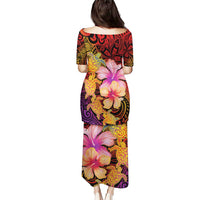 Hawaiian Hibiscus Turtle Tribal Polynesian Pattern Puletasi Colorful Color