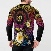 Hawaiian Plumeria Turtle Tribal Spiral Polynesian Tattoo Button Sweatshirt Fanciful Color