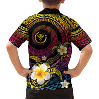 Hawaiian Plumeria Turtle Tribal Spiral Polynesian Tattoo Kid Hawaiian Shirt Fanciful Color