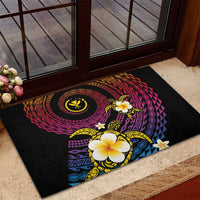 Hawaiian Plumeria Turtle Tribal Spiral Polynesian Tattoo Rubber Doormat Fanciful Color LT03 - Polynesian Pride