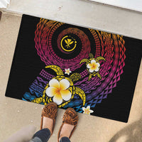Hawaiian Plumeria Turtle Tribal Spiral Polynesian Tattoo Rubber Doormat Fanciful Color LT03 - Polynesian Pride