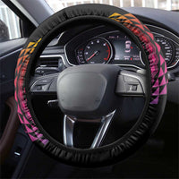 Hawaiian Plumeria Turtle Tribal Spiral Polynesian Tattoo Steering Wheel Cover Fanciful Color
