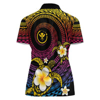 Hawaiian Plumeria Turtle Tribal Spiral Polynesian Tattoo Women Polo Shirt Fanciful Color