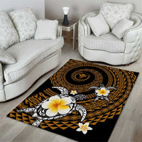 Hawaiian Plumeria Turtle Tribal Spiral Polynesian Tattoo Area Rug Gold Color