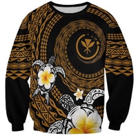 Hawaiian Plumeria Turtle Tribal Spiral Polynesian Tattoo Sweatshirt Gold Color
