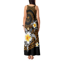Hawaiian Plumeria Turtle Tribal Spiral Polynesian Tattoo Tank Maxi Dress Gold Color