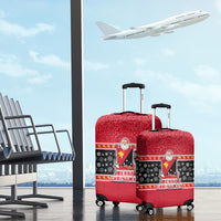 Papua New Guinea Christmas Luggage Cover Santa With Flag Of PNG Polynesian Tribal Xmas Vibe LT03 - Polynesian Pride