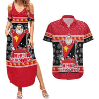 Custom Papua New Guinea Christmas Couples Matching Summer Maxi Dress and Hawaiian Shirt Santa With Flag Of PNG Polynesian Tribal Xmas Vibe LT03 Red - Polynesian Pride