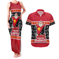 Custom Papua New Guinea Christmas Couples Matching Tank Maxi Dress and Hawaiian Shirt Santa With Flag Of PNG Polynesian Tribal Xmas Vibe LT03 Red - Polynesian Pride