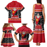 Custom Papua New Guinea Christmas Family Matching Tank Maxi Dress and Hawaiian Shirt Santa With Flag Of PNG Polynesian Tribal Xmas Vibe LT03 - Polynesian Pride