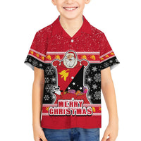 Custom Papua New Guinea Christmas Hawaiian Shirt Santa With Flag Of PNG Polynesian Tribal Xmas Vibe LT03 - Polynesian Pride