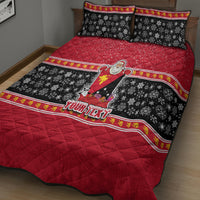 Custom Papua New Guinea Christmas Quilt Bed Set Santa With Flag Of PNG Polynesian Tribal Xmas Vibe LT03 - Polynesian Pride