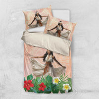 Woman Polynesian Tattoos Bedding Set Tropical Flower - Peach Fuzz Color LT03 US Twin 172cm x 218cm Peach Fuzz - Polynesian Pride