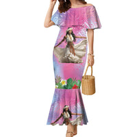 Woman Polynesian Tattoos Family Matching Mermaid Dress and Hawaiian Shirt Tropical Flower - Sweets Vibrant Color