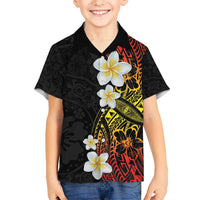 Plumeria Kid Hawaiian Shirt Polynesian Tribal Frangipani Sunset LT03 Kid Black - Polynesian Pride