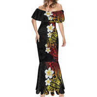 Plumeria Mermaid Dress Polynesian Tribal Frangipani Sunset