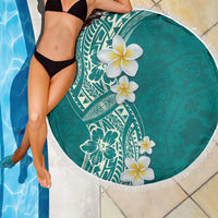 Plumeria Beach Blanket Polynesian Tribal Frangipani Teal