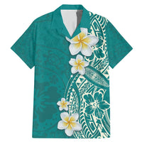 Plumeria Family Matching Mermaid Dress and Hawaiian Shirt Polynesian Tribal Frangipani Teal