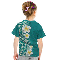 Plumeria Kid T Shirt Polynesian Tribal Frangipani Teal LT03 - Polynesian Pride