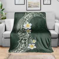 Plumeria Blanket Polynesian Tribal Frangipani Green