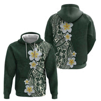 Plumeria Zip Hoodie Polynesian Tribal Frangipani Green