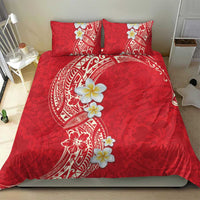 Plumeria Bedding Set Polynesian Tribal Frangipani Red
