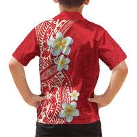 Plumeria Kid Hawaiian Shirt Polynesian Tribal Frangipani Red LT03 - Polynesian Pride