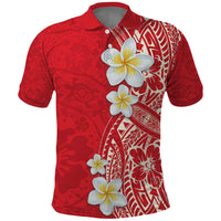 Plumeria Polo Shirt Polynesian Tribal Frangipani Red LT03 Red - Polynesian Pride