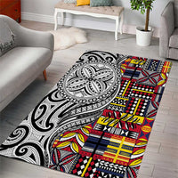 Niue Hiapo and Maori Decoration Tattoos Area Rug - Polynesian Pride