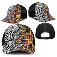 Niue Hiapo and Maori Decoration Tattoos Baseball Net Cap - Polynesian Pride