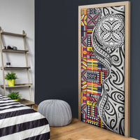 Niue Hiapo and Maori Decoration Tattoos Door Cover - Polynesian Pride