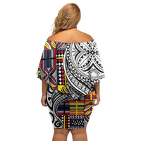 Niue Hiapo and Maori Decoration Tattoos Family Matching Off Shoulder Short Dress and Hawaiian Shirt - Polynesian Pride