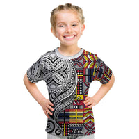 Niue Hiapo and Maori Decoration Tattoos Kid T Shirt LT03 White - Polynesian Pride