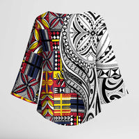 Niue Hiapo and Maori Decoration Tattoos Kimono Sleeve Blouse - Polynesian Pride