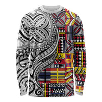 Niue Hiapo and Maori Decoration Tattoos Long Sleeve Shirt LT03 Unisex White - Polynesian Pride
