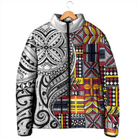 Niue Hiapo and Maori Decoration Tattoos Padded Jacket - Polynesian Pride