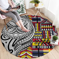 Niue Hiapo and Maori Decoration Tattoos Round Carpet - Polynesian Pride