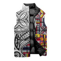 Niue Hiapo and Maori Decoration Tattoos Sleeveless Puffer Jacket - Polynesian Pride