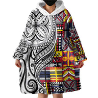 Niue Hiapo and Maori Decoration Tattoos Wearable Blanket Hoodie LT03 - Polynesian Pride