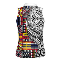 Niue Hiapo and Maori Decoration Tattoos Women Sleeveless Polo Shirt - Polynesian Pride