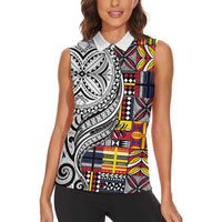 Niue Hiapo and Maori Decoration Tattoos Women Sleeveless Polo Shirt - Polynesian Pride