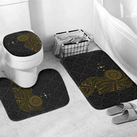 Niue Polynesian Hiapo Tattoo Art Bathroom Set Half Style Black Gold Color LT03 Mat Set Only (3 pcs) One Size Black - Polynesian Pride