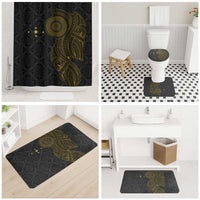 Niue Polynesian Hiapo Tattoo Art Bathroom Set Half Style Black Gold Color LT03 - Polynesian Pride